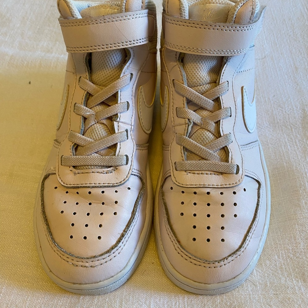 Nike Pink Sneakers with High-Top Design and Velcro Strap